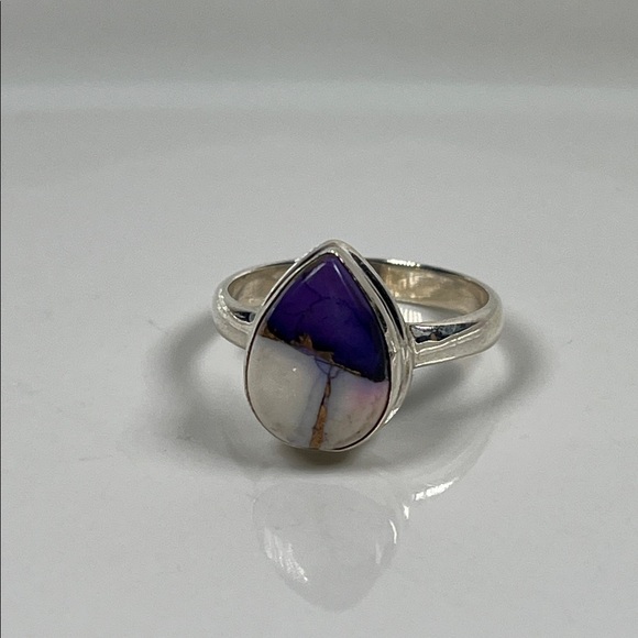 Purple Violet Dahlia Gemstone Solid 925 Sterling Silver Ring Size 9.25 - Picture 2 of 9